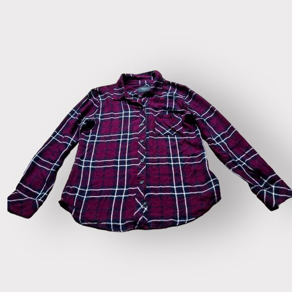 Rails Size XS Red Purple Plaid Long Sleeve Jersey Hunter Button Down Shirt Top - Picture 12 of 12